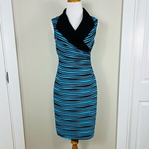 Joseph Ribkoff Striped Black and Blue Dress